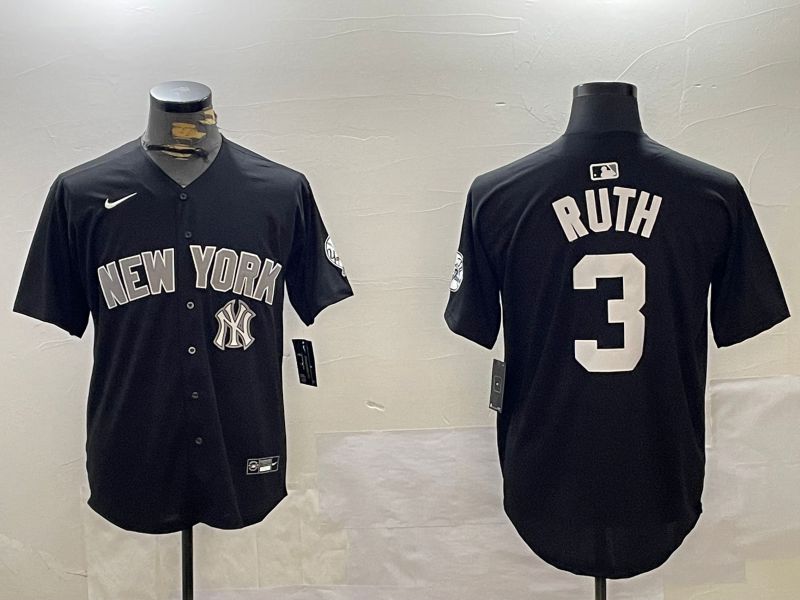 Men New York Yankees #3 Ruth Black Game 2024 Nike MLB Jersey style 12024